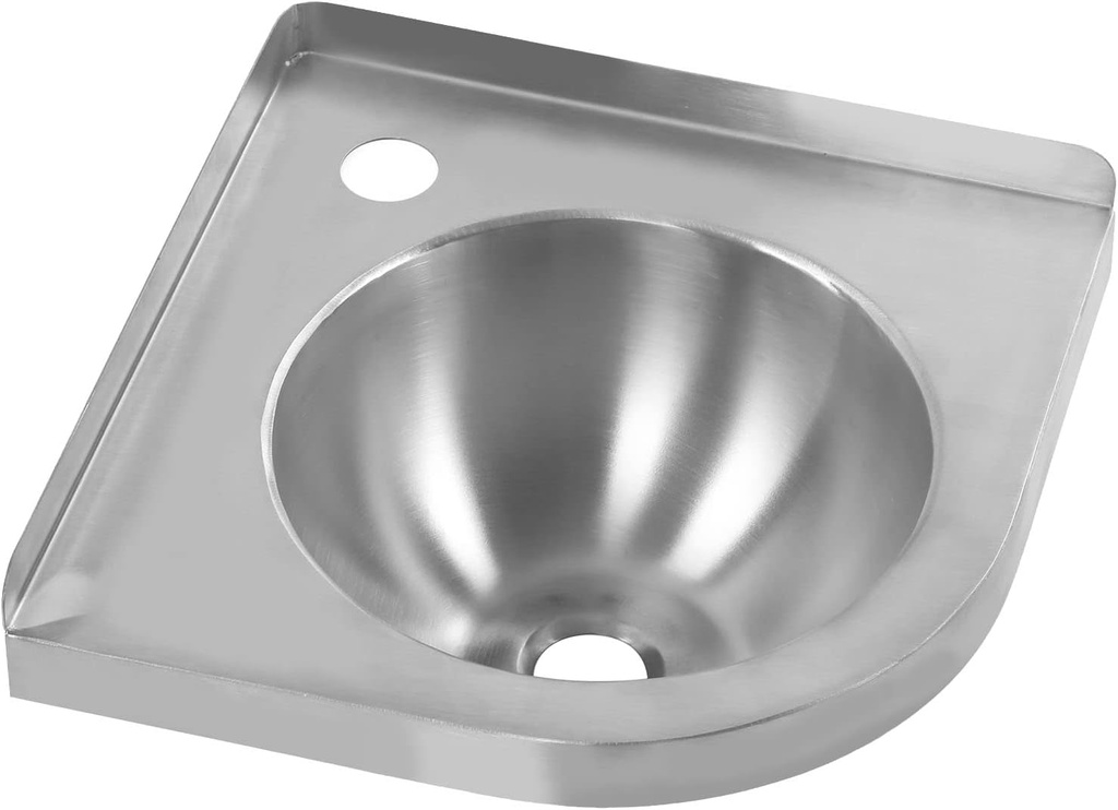 Diydeg Corner Bathroom Sink, Stainless Steel Wall Mount Corner Sink, Single Bowl Small Triangle Basin Sink with 36mm Faucet Mounting Hole for Boat, RV, Kitchen, Bathroom,