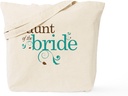 CafePress Lovely Aunt of The Bride Tote Bag Reusable Natural Beige Canvas Shopping Bag