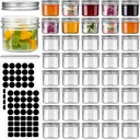 STARSIDE 40 Pack 4 oz Glass Mason jars With Regular Silver Lids, Perfect Small Canning Jars Containers for Jam, Honey, Candies,Wedding Favors, Decorations. Included 1 Pens and 80 Labels