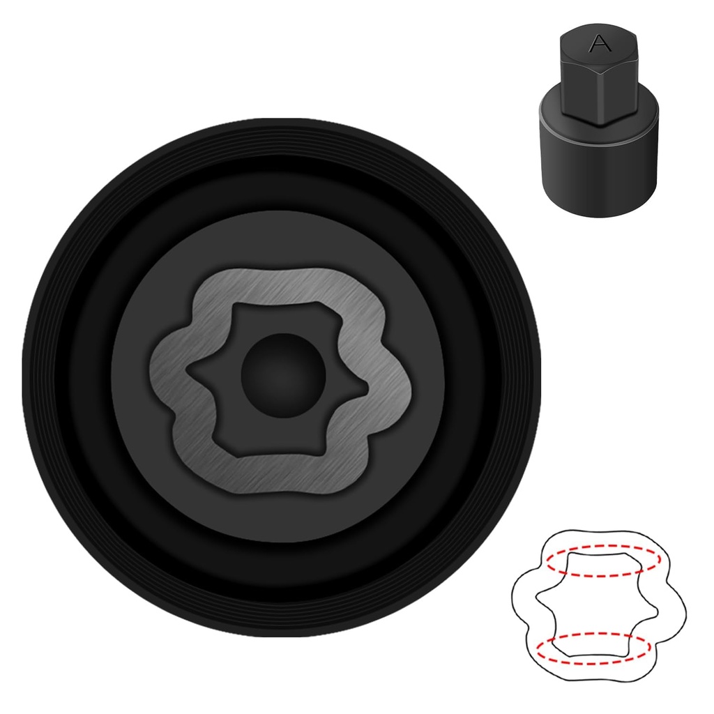 A-Wheel Locking Nut Key Compatible with Toyota Models, Lexus, Tacoma, Wheel Lock Nut Socket Adapter, Anti-Theft Lug Removal Tool, Socket Remover Hand Repair Tool