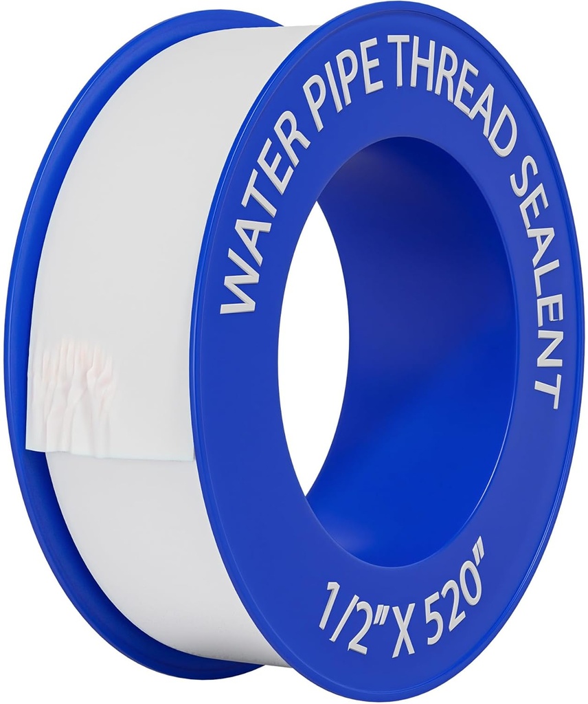 Teflon Tape 1 Roll 1/2 Inch(W) X 520 Inches(L),Water Pipe Sealing Tape,Plumbing Tape,Plumbers Tap,PTFE Tapes,Sealing TPE,Sealant Tape,Thread Seal TPE for Shower Head,Plumbers Accessories