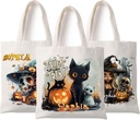 Trick or Treat Bags Personalized Halloween Goodie Bags for Kids Custom Name Canvas Tote Bag Cat Ghost Pumpkin Witch Canvas Reusable Tote Bag for Halloween Party Daily Supplies, 03