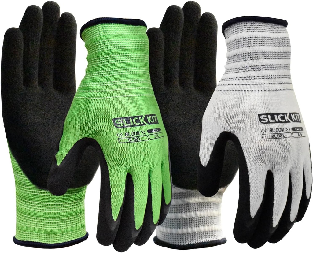 Gardening Gloves for Women & Men, Breathable Garden Gloves Rubber Coated for Garden, Yard, 6 Pairs, White & Green