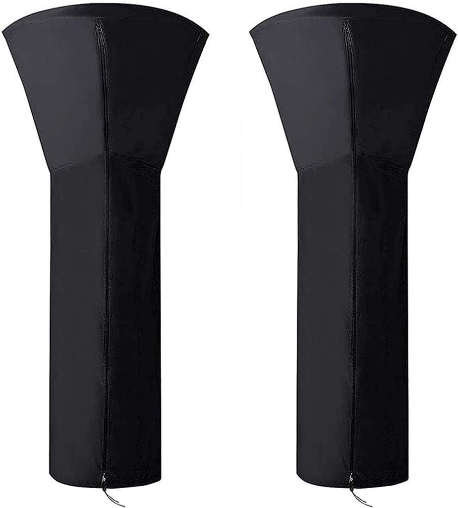 420D Patio Heater Cover, Waterproof with Zipper, Outdoor Propane Heater Cover for 24 Months of Use - Size 89" Hx33 Dx19 B Round - Black (2Pack)