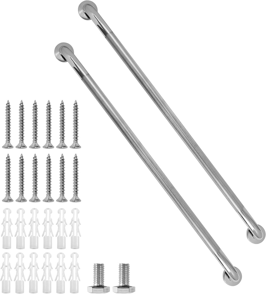 Shower Grab Bar, 2 Pack 39.4 Inch Bathroom Grab Bar, 304 Stainless Steel 1.25" Diameter Anti-Slip Handicap Grab Bar Support Shower Rail Senior Handrail Shower Safety Bar Handle