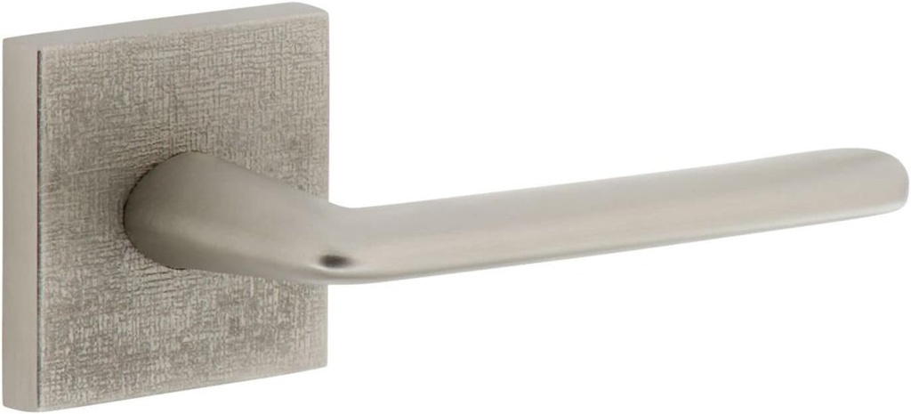Viaggio QADMLNBRZ_SD_RH Motivo Solid Brass Non-Turning One-Sided Dummy Door Lever with Brezza Lever and Quadrato Linen Backplate - Satin Nickel