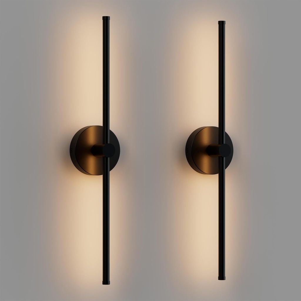 ZAGO 24 Inch LED Indoor Linear Wall Sconces Set of Two, 3CCT Switchable, Matte Black, Hardwired and Wall Mounted, Dimmable for Living Room, Hallway, Bedroom, 120-277V, 14W, 900LM, ETL Certified