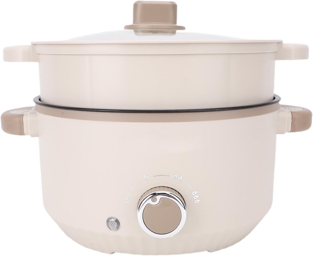 Electric Pot, 3L Touch Anti Scald Multifunctional Ramen Cooker with Steam Basket for Noodle Soup, ABS Aluminum Alloy Hot Pot, 800W Power (US Plug 110V)