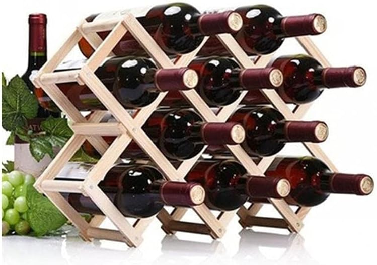 Wine Cellar Racks, 3/6/10 Bottle Wine Rack, Countertop Decoration Storage Rack， Wooden Wine Rack Foldable，Kitchen Supplies ，Ideal for Dining Rooms, Cabinet(Size:10 Bottles)