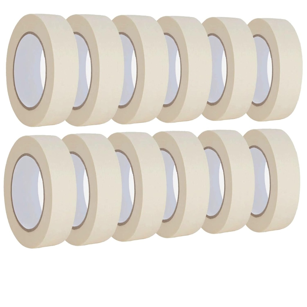 Lazybug studio Masking Tape 1 inch 12 Pack, Adhesive Painting Tape Bulk for General Purpose Use, 1 inch x 55 Yards x 12 Rolls, 660 Yards in Total