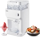 VEVOR Commercial Ice Shaver Crusher, 220lbs Per Hour Electric Snow Cone Maker with 8L Ice Cube Box, 350W 1500RPM Tabletop Shaved Ice Machine for Parties Events Bar, Home and Commercial Use (White)