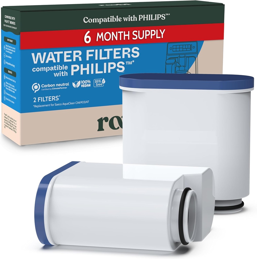 Roobi Philips Compatible Water Filters. Specially Designed for Saeco Coffee Machines, Carbon Neutral Aqua Clean Water Filters. 2 Pack, 6 Months Supply