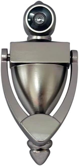 QCAA Door Knocker with 180 Degree Viewer, Zinc Die-Cast Construction 5-1/2'' Height, Satin Nickel, 1 Pack