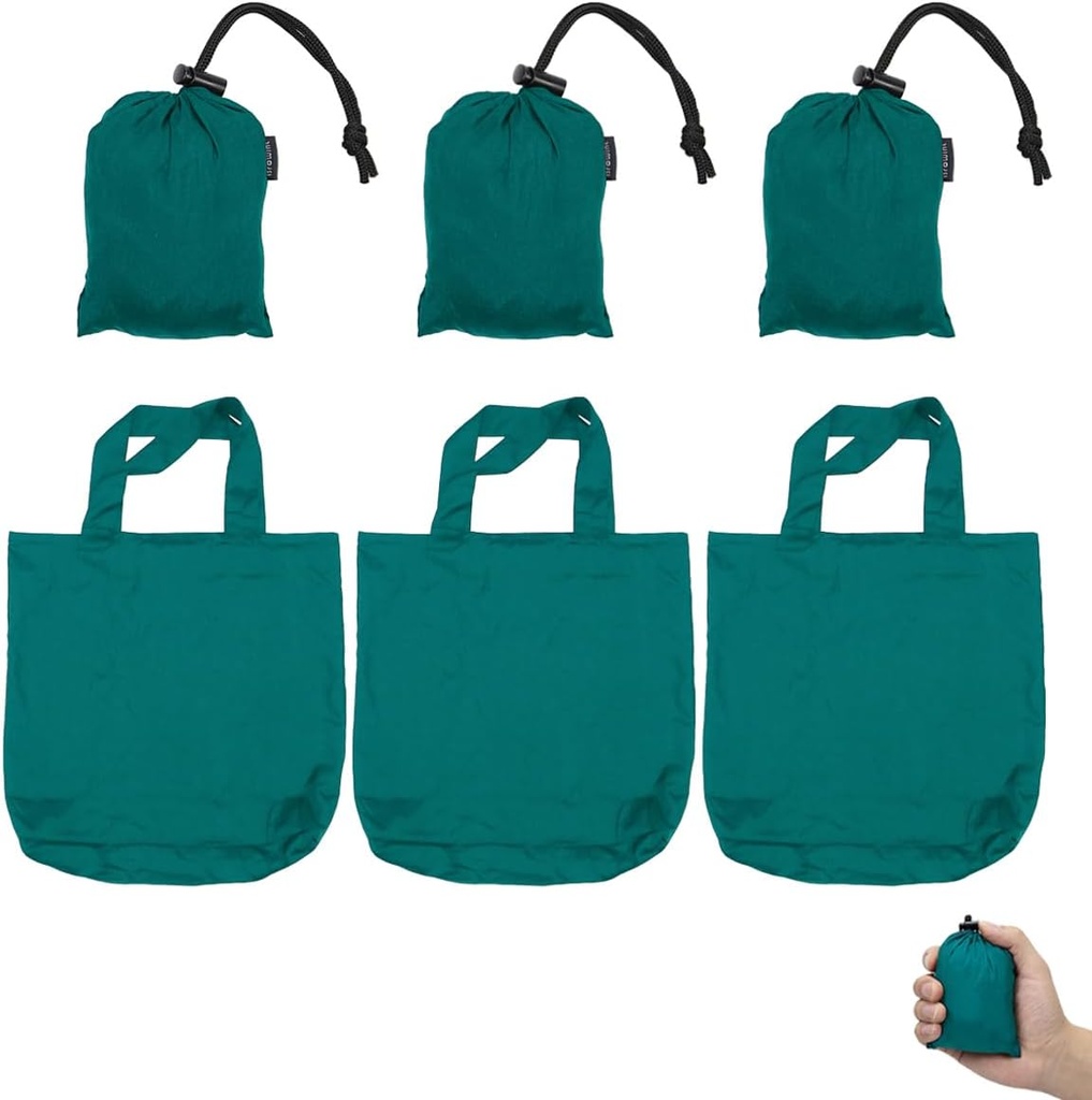 BROWINT Nylon Reusable Grocery Bag (3 pack), Nylon Heavy Duty Tote Bags 110 lbs, 19"x 19" Large Shopping bag, Foldable