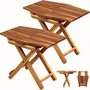 Small Patio Table - Folding Accent Table, Wood Top for Multiple Rooms