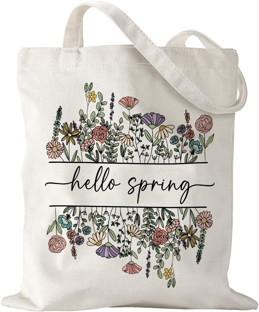 Aesthetic Tote Bags for Women Spring Wildflower Pattern Cute Tote Bag Canvas Tote Bag for Vacation Shopping Grocery Mother's Day Spring Birthday Gifts for Women Mom Sisters