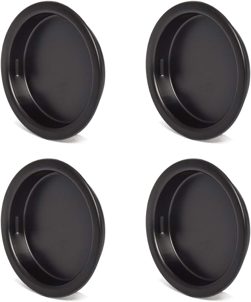 HOMOTEK 4 Pack Closet Door Finger Pull 1-5/16”, Easy Snap in Installation, Black,Fits a 3/8” Depth x 1-5/16" Diameter Opening Hole
