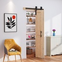 30"x84" No-Assembly Bi fold Barn Door, with 36" Bifold Barn Door Hardware Kit for 2 Doors, Unfinished Solid Spruce Wood Panel, Pre-Drilled and Assembled，Including Handle and Pulls