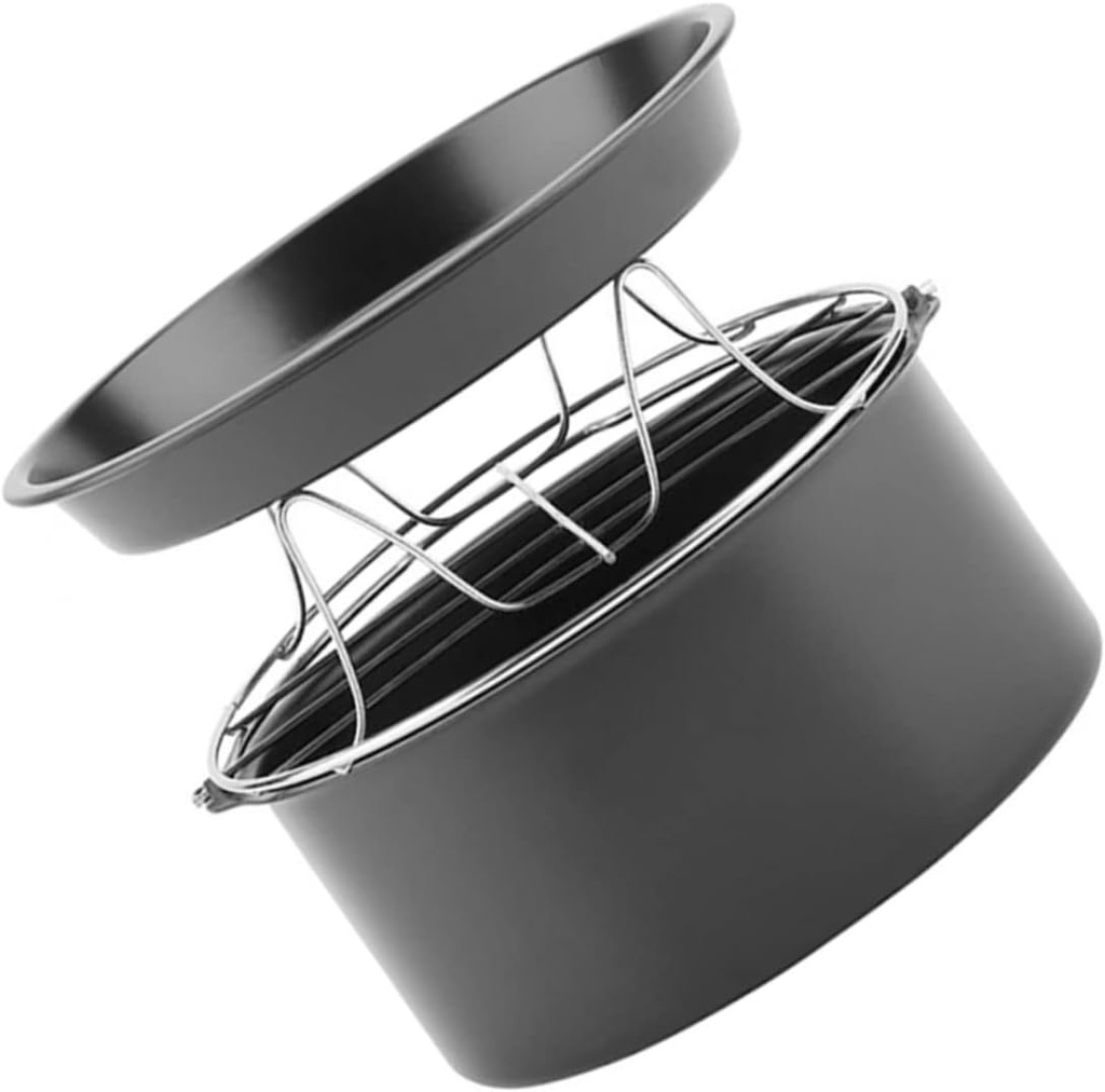 Zerodeko 1set Air Fryer Baking Set Non-stick Cake and Pizza Pan Steam Rack for Baking Steaming and Cooking Delicious Treats