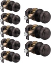 Probrico (5 Pack) Privacy Door Knobs and (3 Pack) Passage Door Knobs Bundle, Oil Rubbed Bronze Interior Door Knobs for Bath Bed and Hall Closet