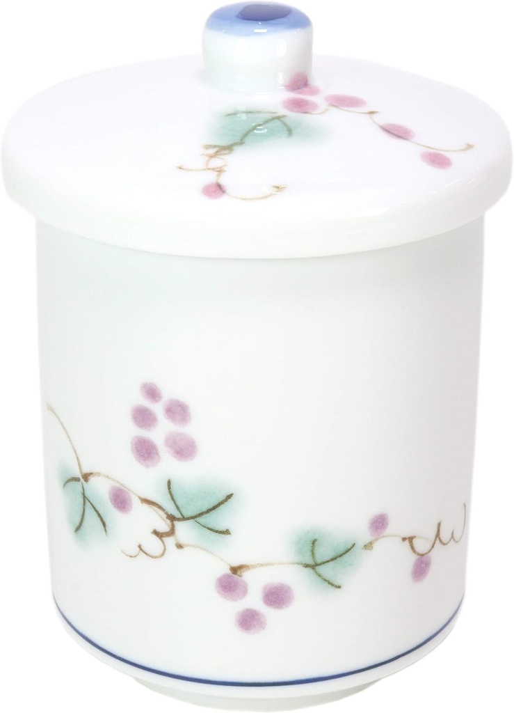 せともの本舗 Gumi Teacup Long Teacup with Grape Lid, Large, 3.3 x 4.3 inches (8.3 x 11 cm), 10.5 fl oz (280 cc), Reinforced Japanese Tableware, Sake Cup, Restaurant, Inn, Commercial Use