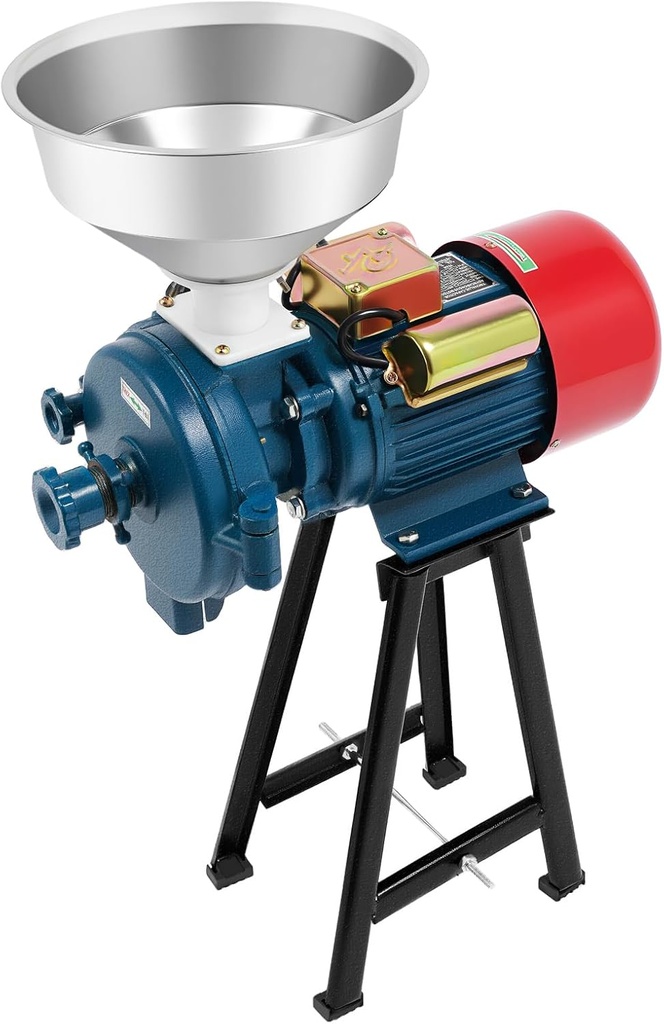 Commercial Electric Grain Mill Grinder, 2200W 220V Heavy-Duty Flour Corn Mill with Removable Funnel, Adjustable Thickness Powder Machine for Corn, Wheat, Coffee Beans, Blue