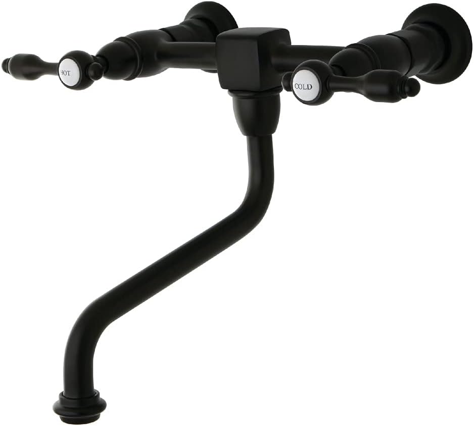 Kingston Brass KS1215TAL Tudor Wall Mount 8 Inch Center Vessel Sink Faucet, 8 inch in Spout Reach, Oil Rubbed Bronze