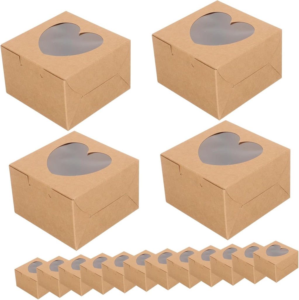 VOSAREA 14pcs Unique Christmas Cookie Box Window Dessert Wrapping Box Small Cake Pastry Packaging Bakery Carrier Bakery Wrapping