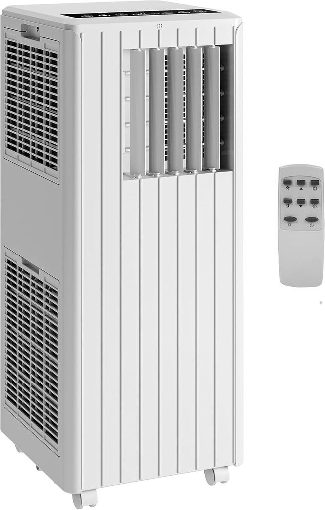 8000 BTU Portable Air Conditioner with Remote Control, 3-in-1 Cooling, Fan & Dehumidifier for Rooms up to 350 Sq.ft, Ultra-Quiet Operation, 24H Timer, Easy Mobility for Bedroom, Office, Black