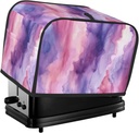 Abstract Watercolor Purple 2 Slice Toaster Covers Bread Machine Cover Quilted Dustproof Fingerprint Protectors Small Washable Appliance Cover Bread Maker Dust Protection Universal Size