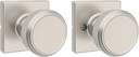 Kwikset Maven Interior Passage Door Knob, Handle for Closet and Hallway Doors, Square Non-Locking Doorknob in Satin Nickel, with Microban Protection (Pack of 10)