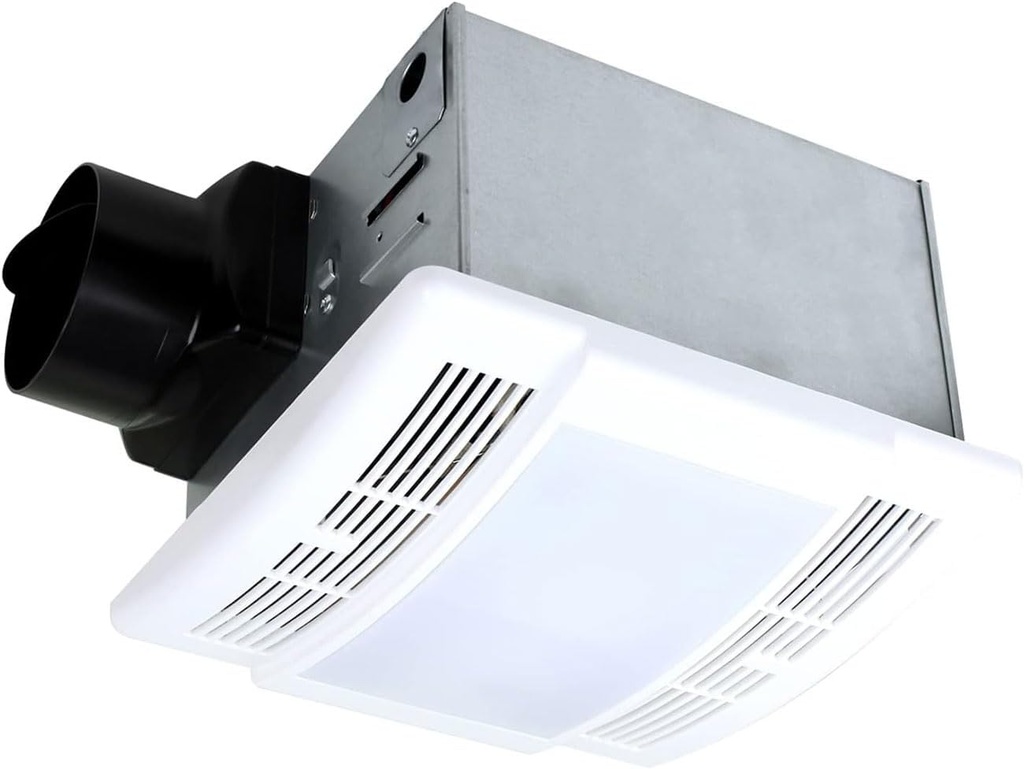 Akicon Bathroom Exhaust Fan, Ultra Quiet 90 CFM 1.5 Sones Ventilation LED Fan with Light (12W E26 Base LED Blub Included) 3 Years Warranty