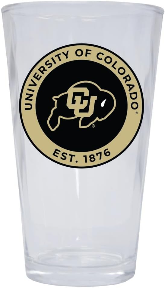 R and R Imports Colorado Buffaloes 16 oz Pint Glass Officially Licensed Circle Design 4-Pack