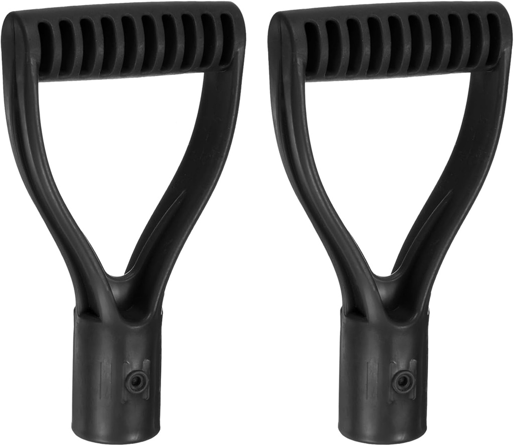 HARFINGTON 2pcs Shovel D Grip Handle 1-1/4""(32mm) Inner Dia. ABS Spade Snow Shovel Replacement Garden Accessories for Digging Raking Tool, Black