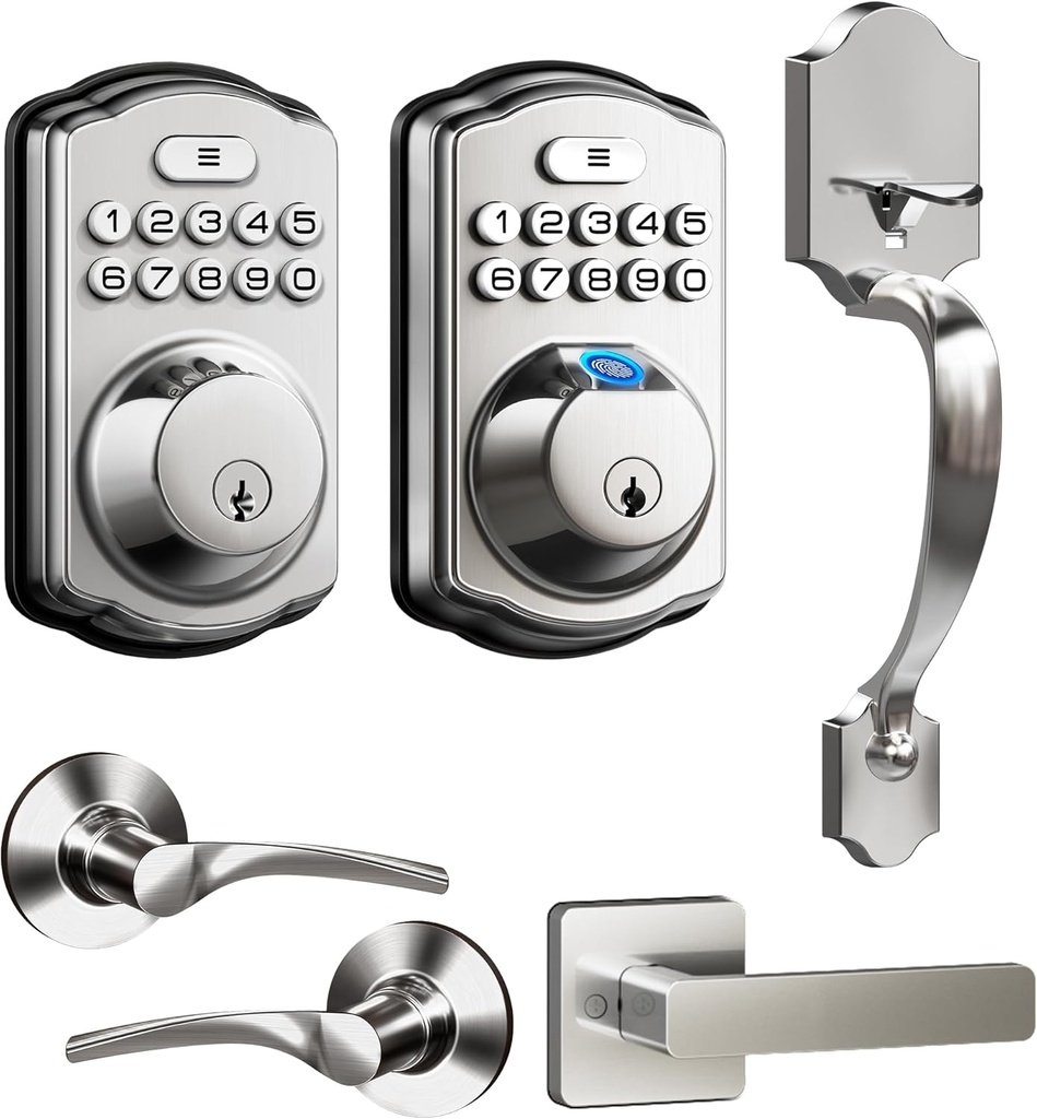 Veise Keyless Entry Door Lock, Front Door Handle Sets - Satin Nickel