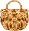 2Pcs Hand Woven Storage Basket, Small Imitation Rattan Hanging Basket for Kitchen, Bathroom, Wall Decor, Sundries Organizer, 11.02 X 5.51 X 5.51 Inch
