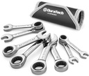 DURATECH Stubby Ratcheting Combination Wrench Set, SAE, 8-Piece, 5/16'' to 3/4'', CR-V Steel, with Rolling Pouch
