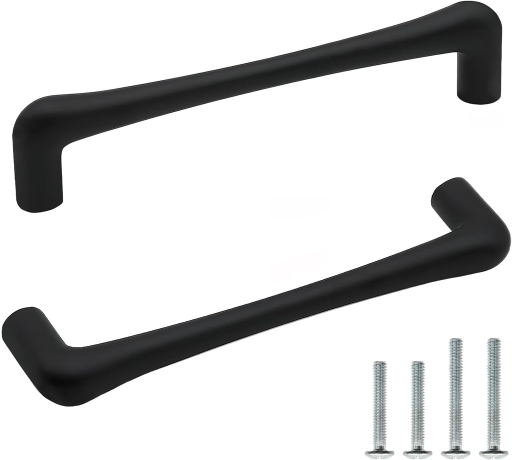 10 Pack Cabinet Pulls Matte Black 5 Inch/128mm Hole Center Solid Zinc Alloy Handles for Drawer Dresser Kitchen Cupboard Bathroom Furniture Hardware