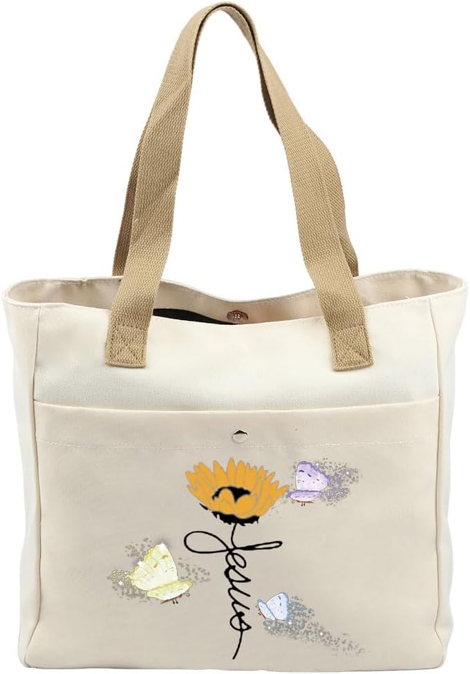 VAMSII Jesus Tote Bags for Women Christian Gifts Bible Verse Shoulder Bag Religious Gifts Christening Inspirational Gifts