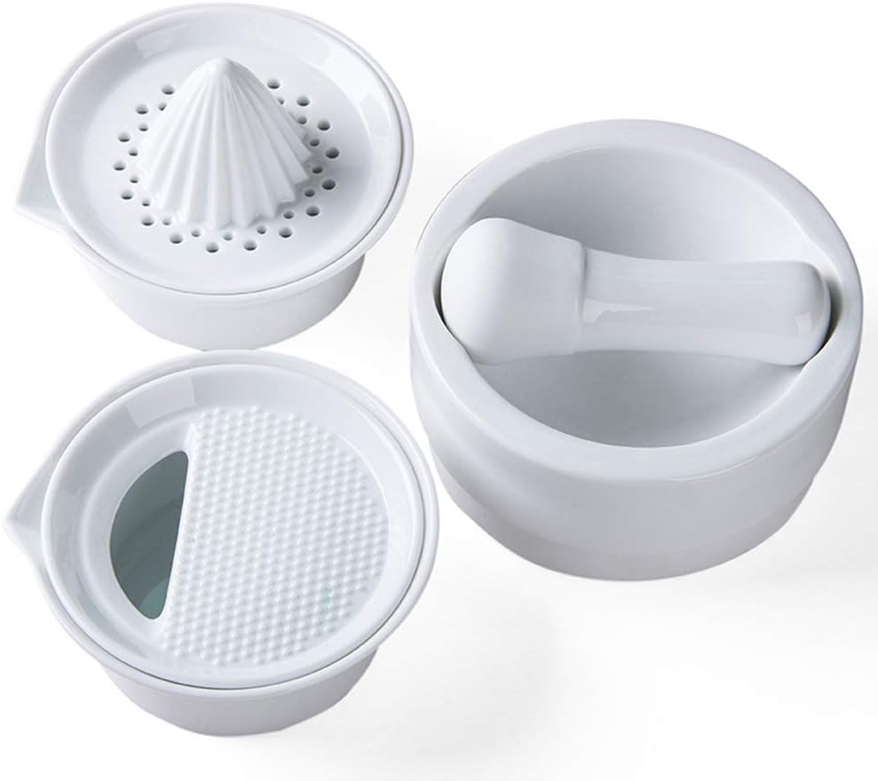 Ceramics Mortar and Pestle Set,Include Juicer Grinding Machine Mortar and Pestle,Easy to Use and Clean,Excellent for Guacamole,Herbs,Pesto