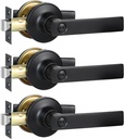 Privacy Door Handles, 3 Pack Matte Black Door Lever, Bed and Bath Door Locksets Heavy Duty Keyless Interior Handles, Reversible for Left Right Handed Doors