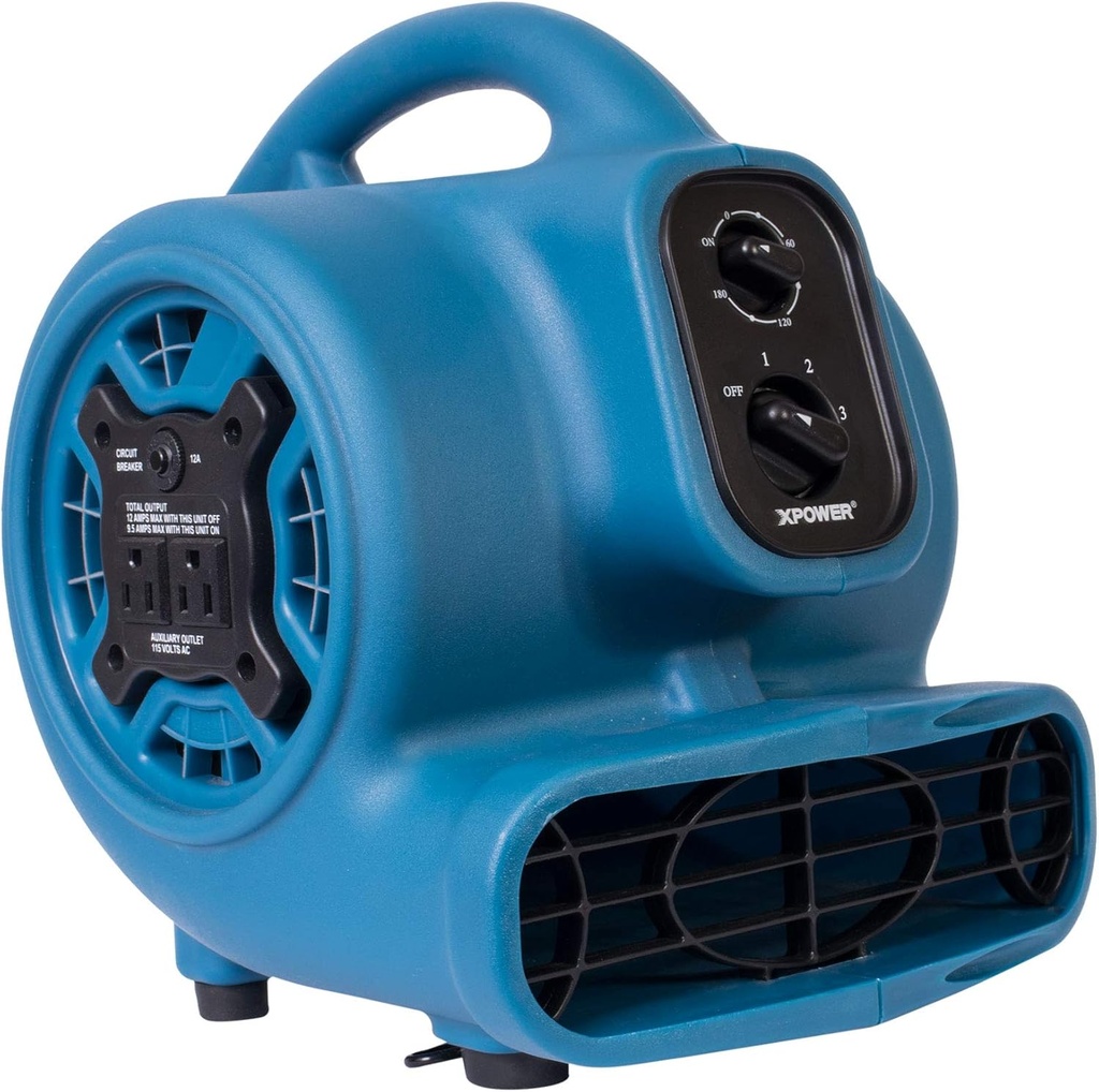 XPOWER P-230AT Mini Mighty 1/4 HP 925 CFM Centrifugal Air Mover, Carpet Dryer, Floor Fan, Blower, Stackable, Daisy Chain, for Water Damage Restoration, Janitorial, Plumbing, Home Use