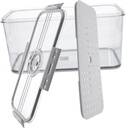Fruit and Vegetable Fridge Storage Container with Removable Drain Tray and Timer Dial Lid Transparent Bread and Snack Organizer for Kitchen Cabinet and Refrigerator