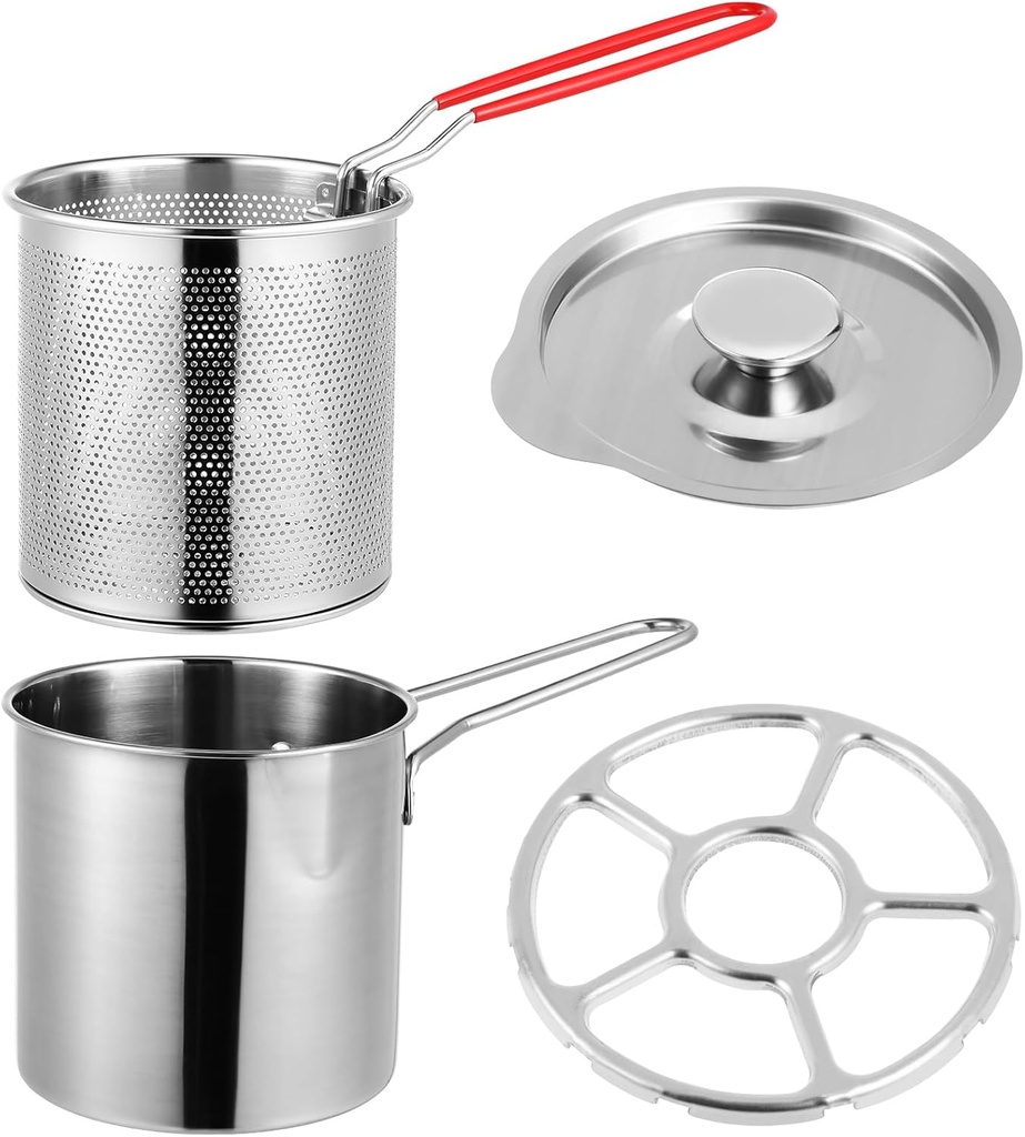 UPKOCH 4L Deep Fryer Pot Deep Fryer Pot 1 Set Small with Basket Deep Oil Fryer Stainless Steel Chicken Cooker Kitchen Handheld Fry Basket Japanese Tempura Baskets for Fries Fish