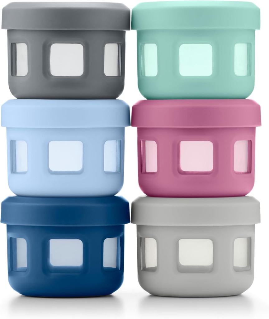 Ello Reusable Condiment Containers 4oz each with Screw-on Leak Proof Lid | Perfect for Salad Dressing Sauce Dips Lunchbox Picnic Travel Bento Box | BPA-Free | Dishwasher Safe