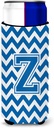 Letter Z Chevron Blue and White Ultra Beverage Insulators for slim cans