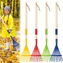 Suclain 4 Pcs Kids Rake with Hardwood Handle Small Child Size Multicolor 28'' Mini Rake for Leaves Lightweight for Children Garden Leaf Yard Tools Gifts