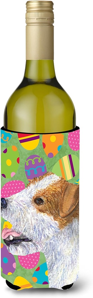 Caroline's Treasures SS4849LITERK Jack Russell Terrier Easter Eggtravaganza Wine Bottle Hugger Bottle Cooler Sleeve Hugger Machine Washable Collapsible Insulator Beverage Insulated Holder