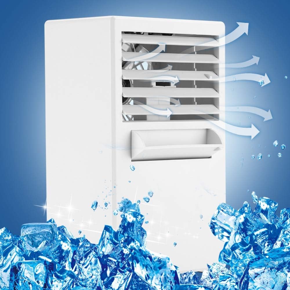 ZAMTAC 100~240V Mini Portable Desktop Air Conditioning Fan for Cooler Cooling Summer Hot Day Use US Plug Desktop Table Fan - (Color: White)