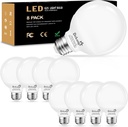 8-Pack G25 LED Globe Light Bulbs for Bathroom 5000K Daylight, E26 Base Vanity Light Bulbs 60W Incandescent Equivalent, 5W Round Light Bulb, 500LM, CRI 85+, Non-dimmable